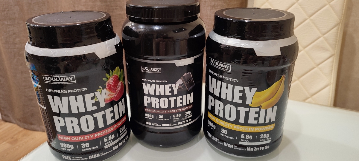 Фото покупателя №466 из 677: Протеин сывороточный 3 банки вкусы банан, шоколад, клубника 90 порций 2700 г, отзыв на 5 из 5, Ozon, 20 февраля 2024