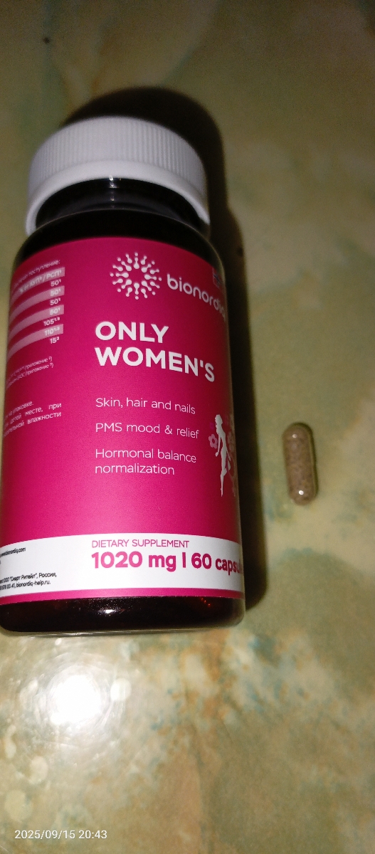 Фото покупателя №15 из 401: Витамины для женщин Only Womens bionordiq 1020 мг 60 капсул, женское здоровье, для красоты и здоровья,, отзыв на 4 из 5, Ozon, 15 сентября 2025