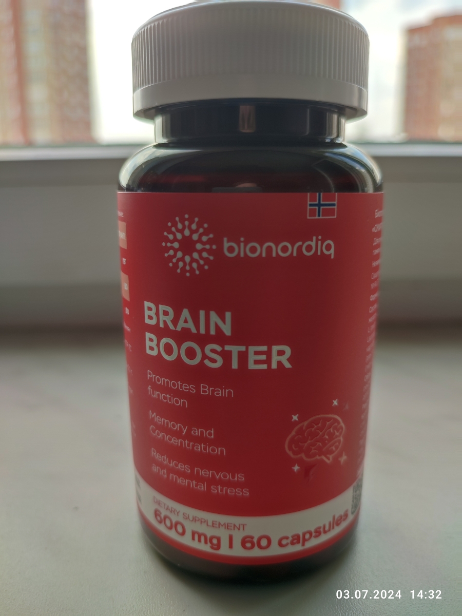Фото покупателя №689 из 814: Витаминный комплекс для мозга и памяти Brain Booster bionordiq 600 мг 60 капсул, ноотроп, для концентрации, витамины для мозга, для учёбы и работы, БАД, для иммунитета, для здоровья, для профилактики, отзыв на 5 из 5, Ozon, 4 июля 2024