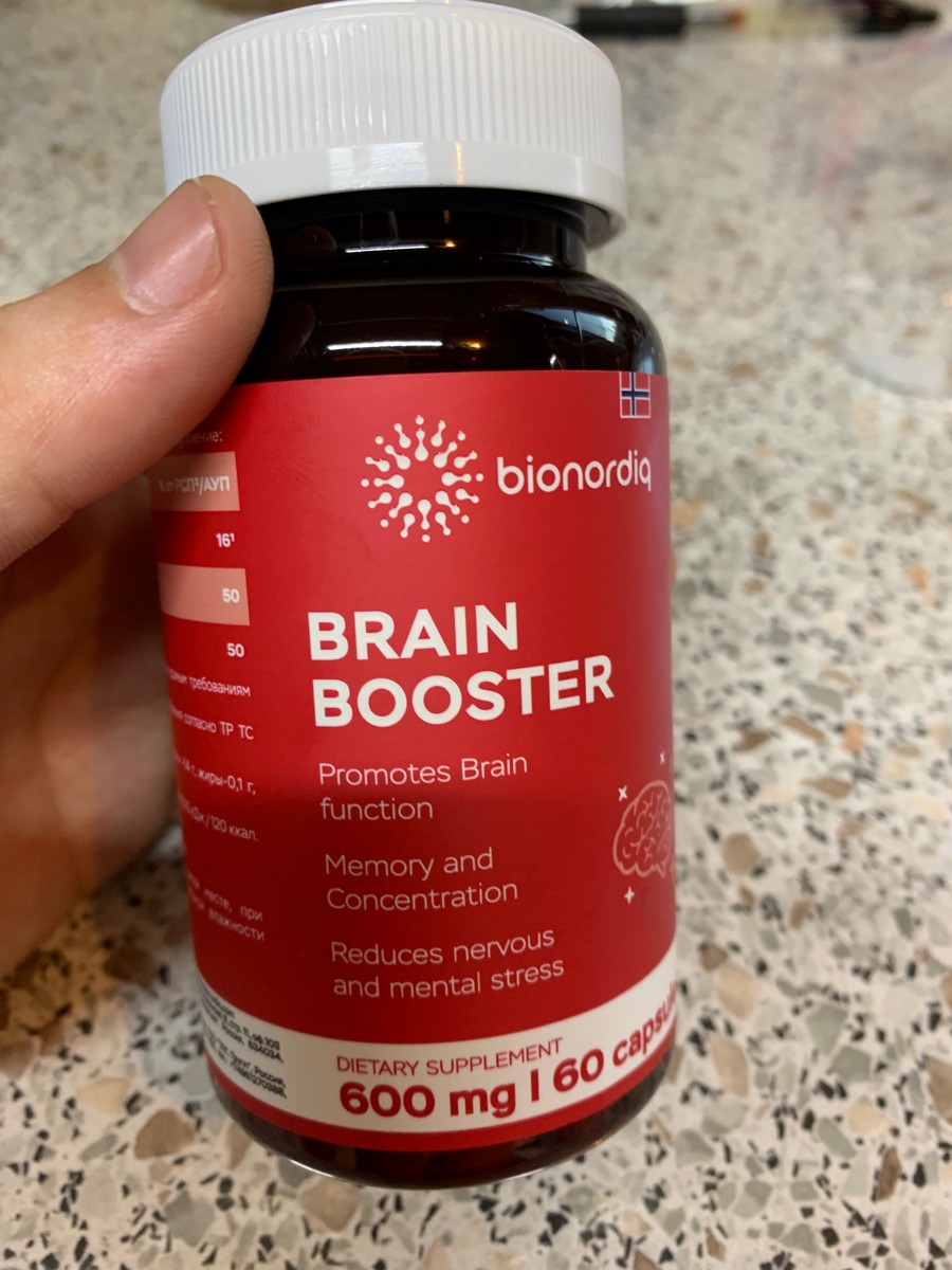 Фото покупателя №589 из 814: Витаминный комплекс для мозга и памяти Brain Booster bionordiq 600 мг 60 капсул, ноотроп, для концентрации, витамины для мозга, для учёбы и работы, БАД, для иммунитета, для здоровья, для профилактики, отзыв на 5 из 5, Ozon, 6 июля 2024