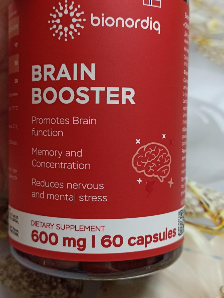 Фото покупателя №585 из 814: Витаминный комплекс для мозга и памяти Brain Booster bionordiq 600 мг 60 капсул, ноотроп, для концентрации, витамины для мозга, для учёбы и работы, БАД, для иммунитета, для здоровья, для профилактики, отзыв на 5 из 5, Ozon, 6 июля 2024