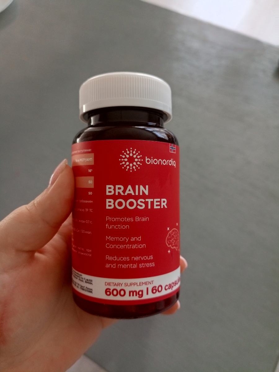 Фото покупателя №548 из 814: Витаминный комплекс для мозга и памяти Brain Booster bionordiq 600 мг 60 капсул, ноотроп, для концентрации, витамины для мозга, для учёбы и работы, БАД, для иммунитета, для здоровья, для профилактики, отзыв на 5 из 5, Ozon, 7 июля 2024