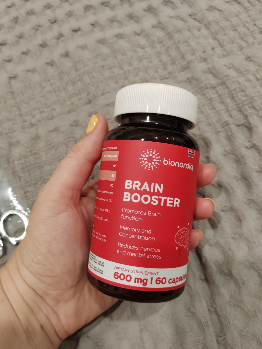 Фото покупателя №535 из 814: Витаминный комплекс для мозга и памяти Brain Booster bionordiq 600 мг 60 капсул, ноотроп, для концентрации, витамины для мозга, для учёбы и работы, БАД, для иммунитета, для здоровья, для профилактики, отзыв на 5 из 5, Ozon, 7 июля 2024