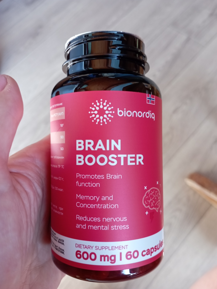Фото покупателя №525 из 814: Витаминный комплекс для мозга и памяти Brain Booster bionordiq 600 мг 60 капсул, ноотроп, для концентрации, витамины для мозга, для учёбы и работы, БАД, для иммунитета, для здоровья, для профилактики, отзыв на 5 из 5, Ozon, 8 июля 2024