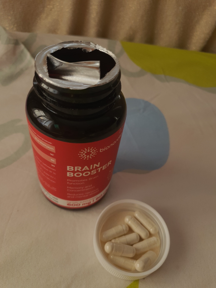 Фото покупателя №471 из 814: Витаминный комплекс для мозга и памяти Brain Booster bionordiq 600 мг 60 капсул, ноотроп, для концентрации, витамины для мозга, для учёбы и работы, БАД, для иммунитета, для здоровья, для профилактики, отзыв на 5 из 5, Ozon, 9 июля 2024