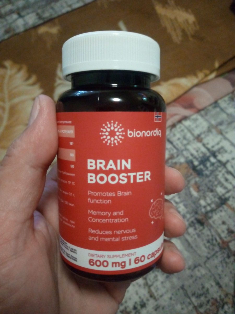 Фото покупателя №409 из 814: Витаминный комплекс для мозга и памяти Brain Booster bionordiq 600 мг 60 капсул, ноотроп, для концентрации, витамины для мозга, для учёбы и работы, БАД, для иммунитета, для здоровья, для профилактики, отзыв на 5 из 5, Ozon, 11 июля 2024