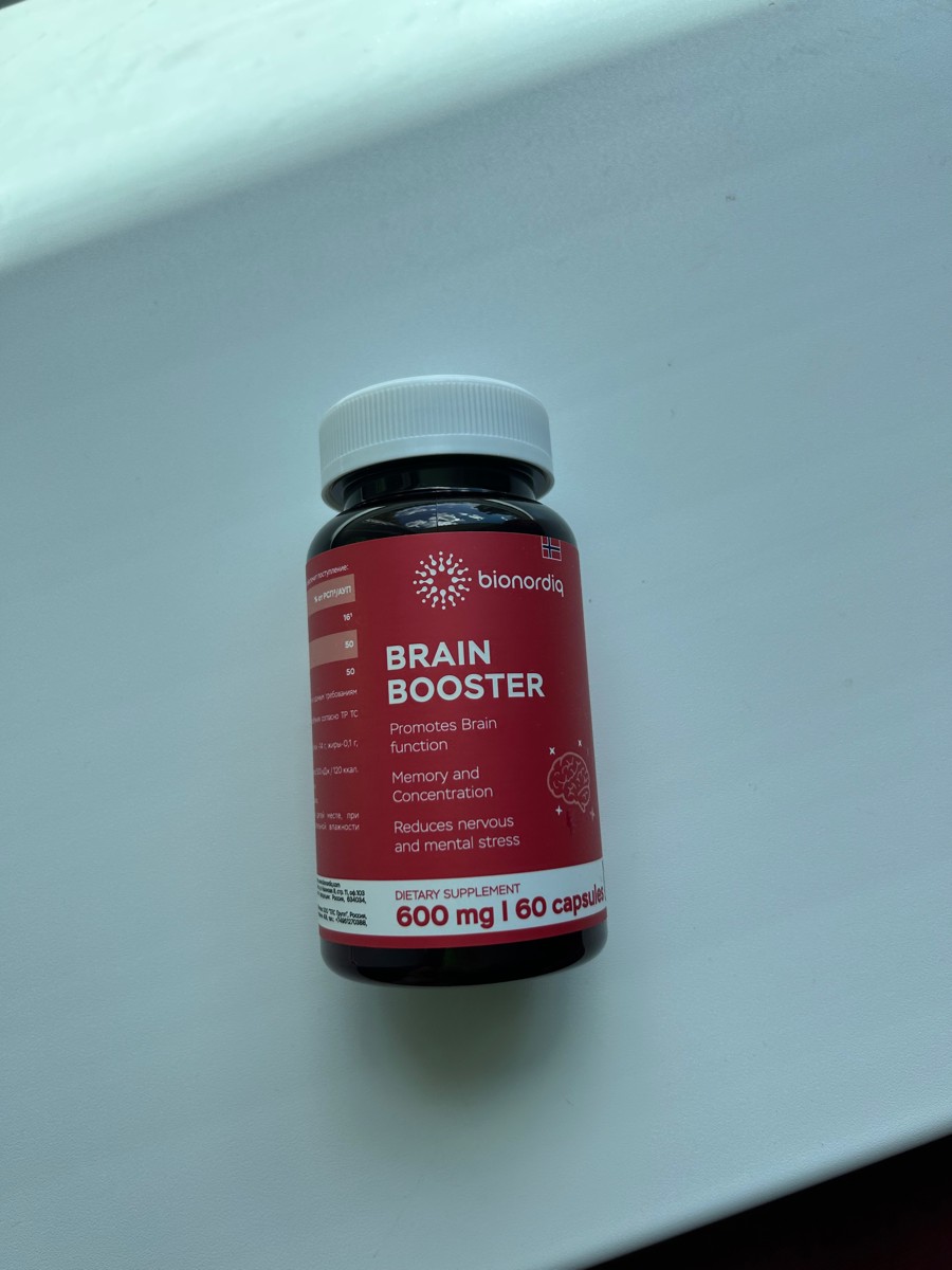 Фото покупателя №369 из 814: Витаминный комплекс для мозга и памяти Brain Booster bionordiq 600 мг 60 капсул, ноотроп, для концентрации, витамины для мозга, для учёбы и работы, БАД, для иммунитета, для здоровья, для профилактики, отзыв на 5 из 5, Ozon, 12 июля 2024