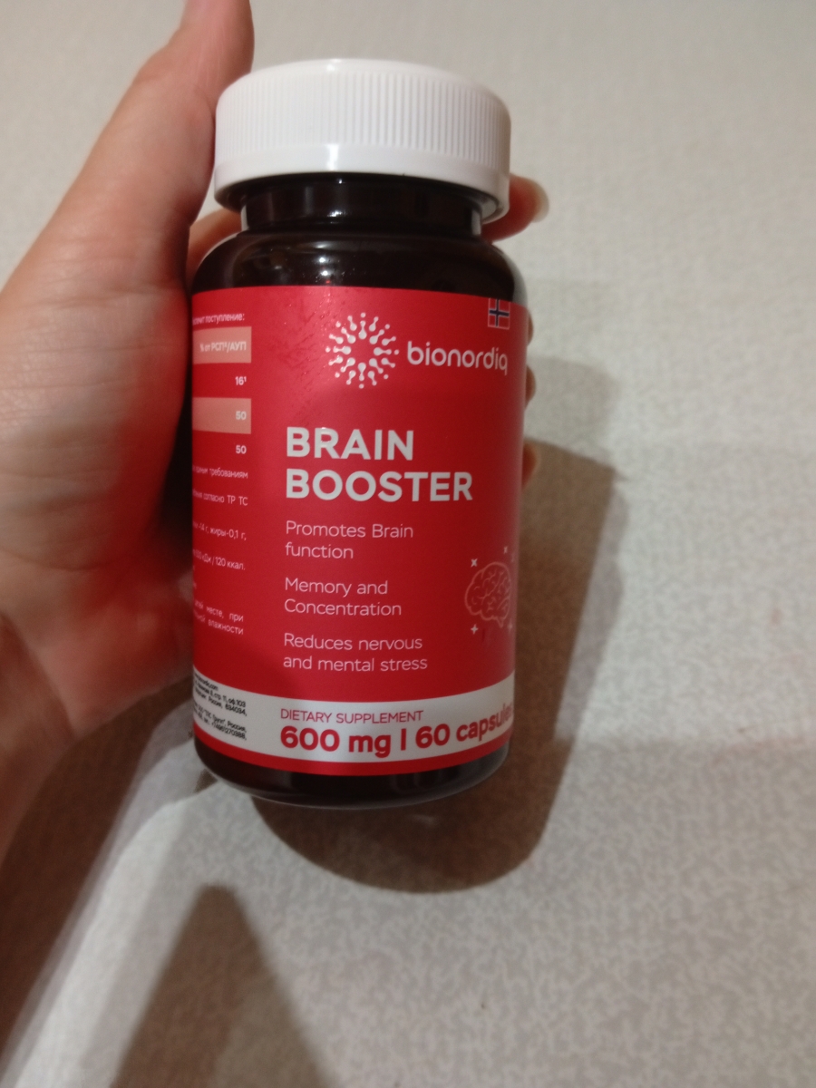 Фото покупателя №239 из 814: Витаминный комплекс для мозга и памяти Brain Booster bionordiq 600 мг 60 капсул, ноотроп, для концентрации, витамины для мозга, для учёбы и работы, БАД, для иммунитета, для здоровья, для профилактики, отзыв на 5 из 5, Ozon, 19 июля 2024