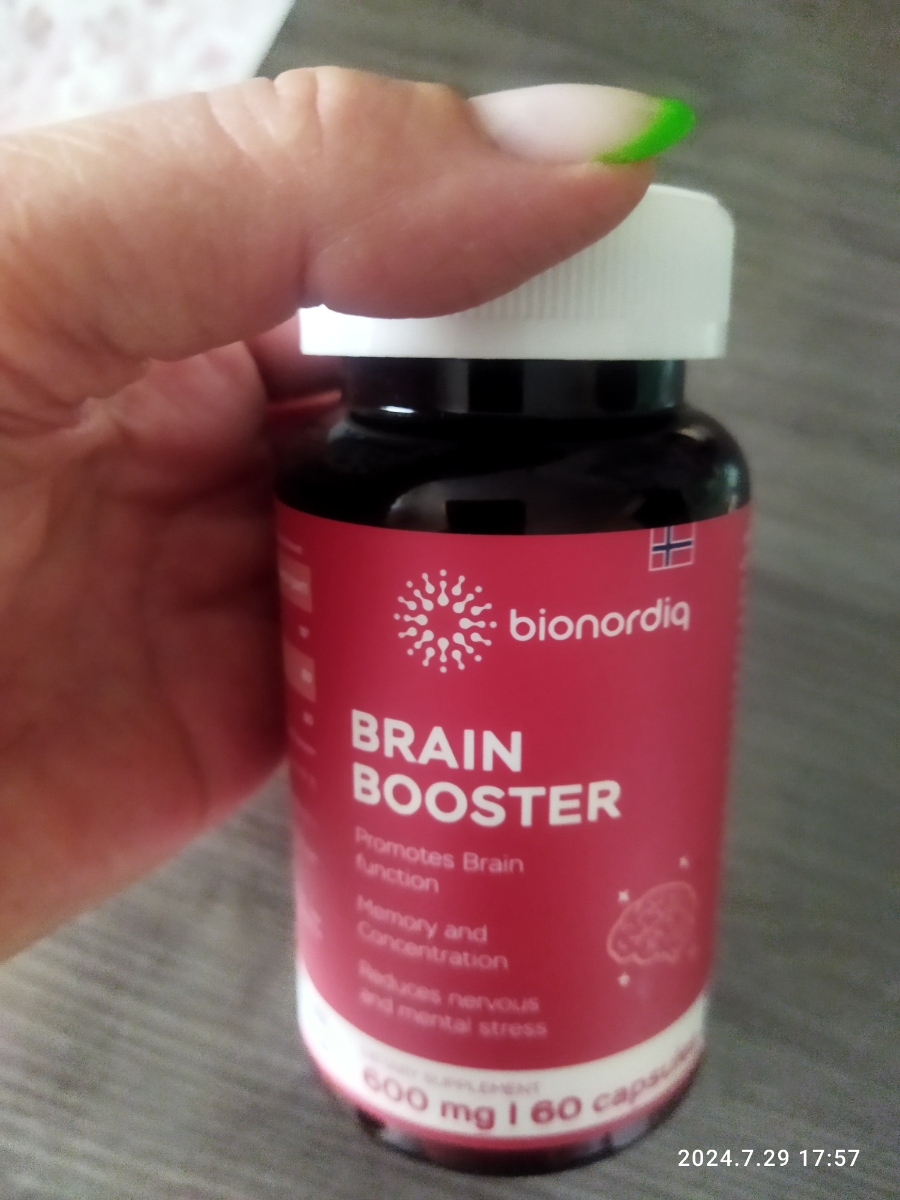 Фото покупателя №163 из 814: Витаминный комплекс для мозга и памяти Brain Booster bionordiq 600 мг 60 капсул, ноотроп, для концентрации, витамины для мозга, для учёбы и работы, БАД, для иммунитета, для здоровья, для профилактики, отзыв на 5 из 5, Ozon, 29 июля 2024