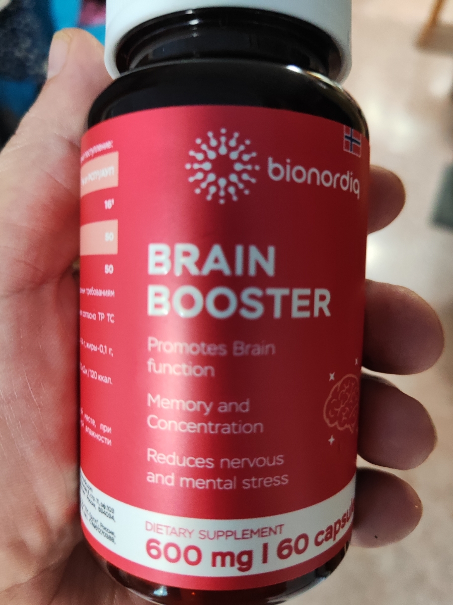Фото покупателя №160 из 814: Витаминный комплекс для мозга и памяти Brain Booster bionordiq 600 мг 60 капсул, ноотроп, для концентрации, витамины для мозга, для учёбы и работы, БАД, для иммунитета, для здоровья, для профилактики, отзыв на 5 из 5, Ozon, 31 июля 2024