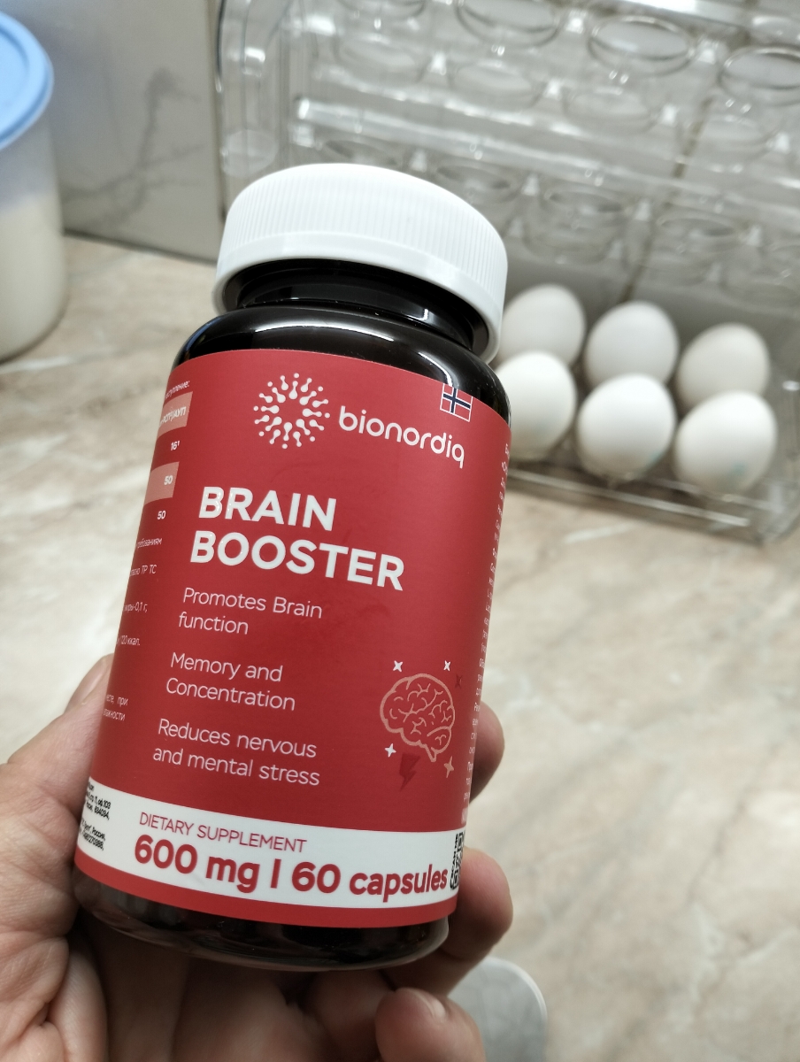 Фото покупателя №80 из 814: Витаминный комплекс для мозга и памяти Brain Booster bionordiq 600 мг 60 капсул, ноотроп, для концентрации, витамины для мозга, для учёбы и работы, БАД, для иммунитета, для здоровья, для профилактики, отзыв на 4 из 5, Ozon, 6 сентября 2024