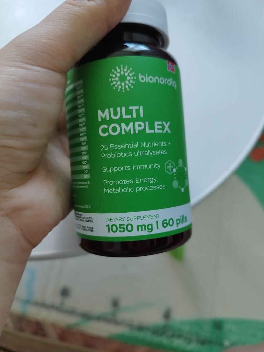 Фото покупателя №151 из 276: Мультивитаминный комплекс Multi Complex bionordiq 1050 мг 60 капсул, мультивитамины, витамины и минералы, для иммунитета и энергии, для женщин и мужчин, БАД, для здоровья, для профилактики, для костей, отзыв на 5 из 5, Ozon, 22 июля 2024
