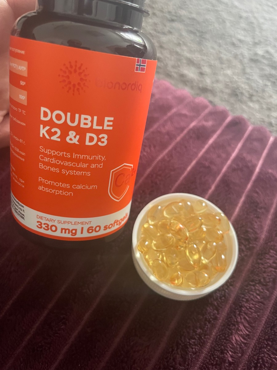 Фото покупателя №72 из 299: Витамины D3 и K2 для костей и сосудов Double K2 D3 bionordiq 330 мг 90 капсул, холекальциферол менахинон, витамин д3 к2, для иммунитета, витамины, БАД, для здоровья, для женщин и мужчин, для зубов, отзыв на 5 из 5, Ozon, 1 августа 2024