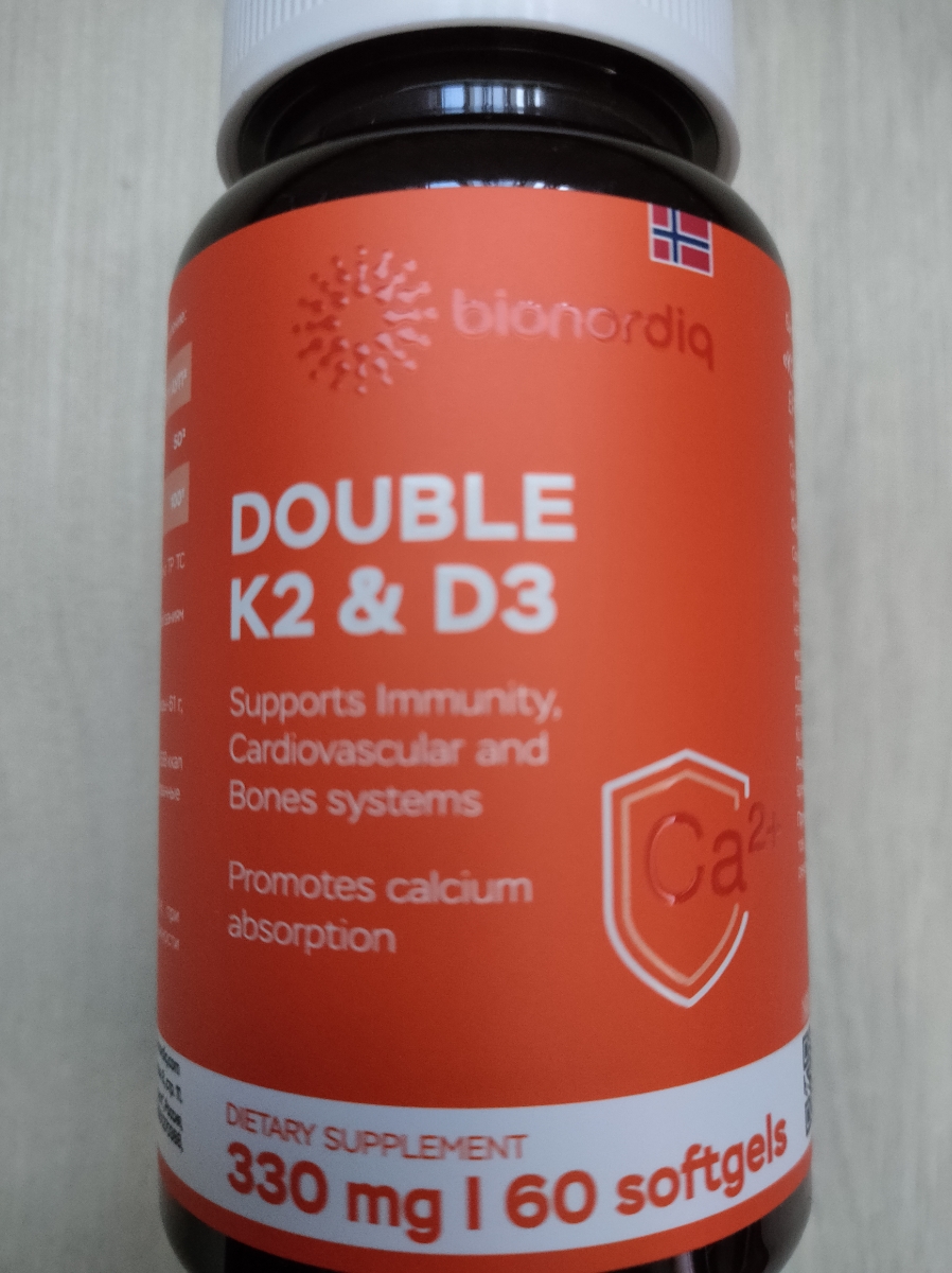 Фото покупателя №263 из 299: Витамины D3 и K2 для костей и сосудов Double K2 D3 bionordiq 330 мг 90 капсул, холекальциферол менахинон, витамин д3 к2, для иммунитета, витамины, БАД, для здоровья, для женщин и мужчин, для зубов, отзыв на 5 из 5, Ozon, 26 июня 2024