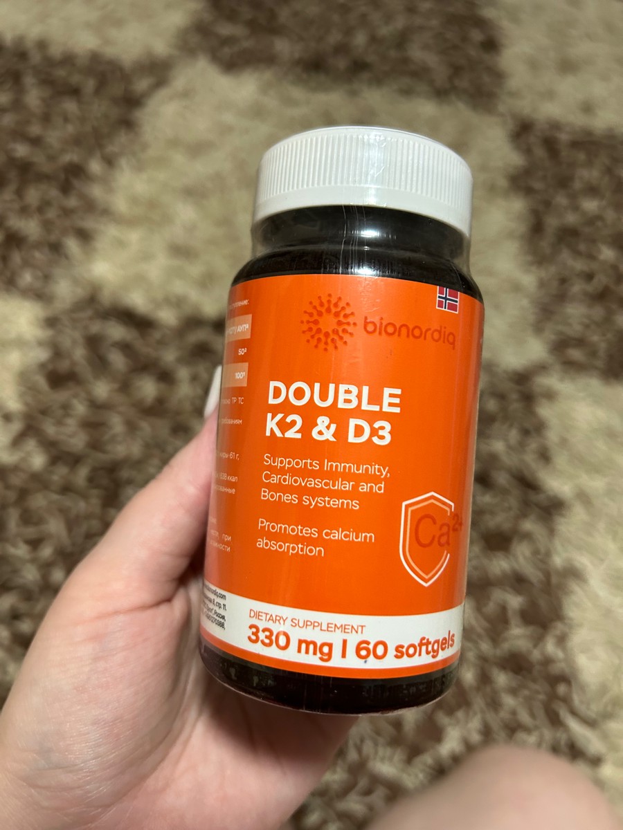 Фото покупателя №260 из 299: Витамины D3 и K2 для костей и сосудов Double K2 D3 bionordiq 330 мг 90 капсул, холекальциферол менахинон, витамин д3 к2, для иммунитета, витамины, БАД, для здоровья, для женщин и мужчин, для зубов, отзыв на 5 из 5, Ozon, 26 июня 2024