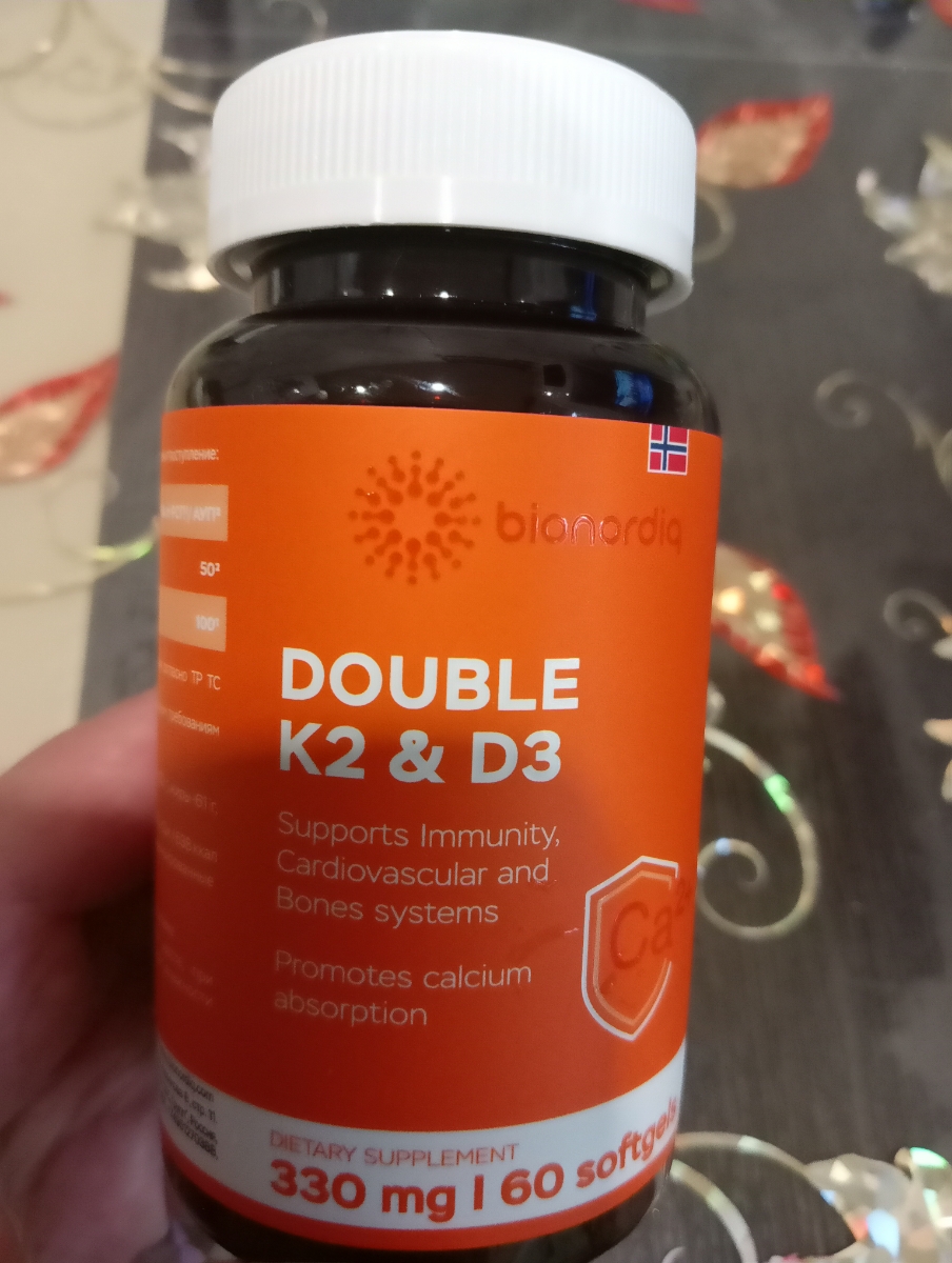 Фото покупателя №247 из 299: Витамины D3 и K2 для костей и сосудов Double K2 D3 bionordiq 330 мг 90 капсул, холекальциферол менахинон, витамин д3 к2, для иммунитета, витамины, БАД, для здоровья, для женщин и мужчин, для зубов, отзыв на 5 из 5, Ozon, 27 июня 2024