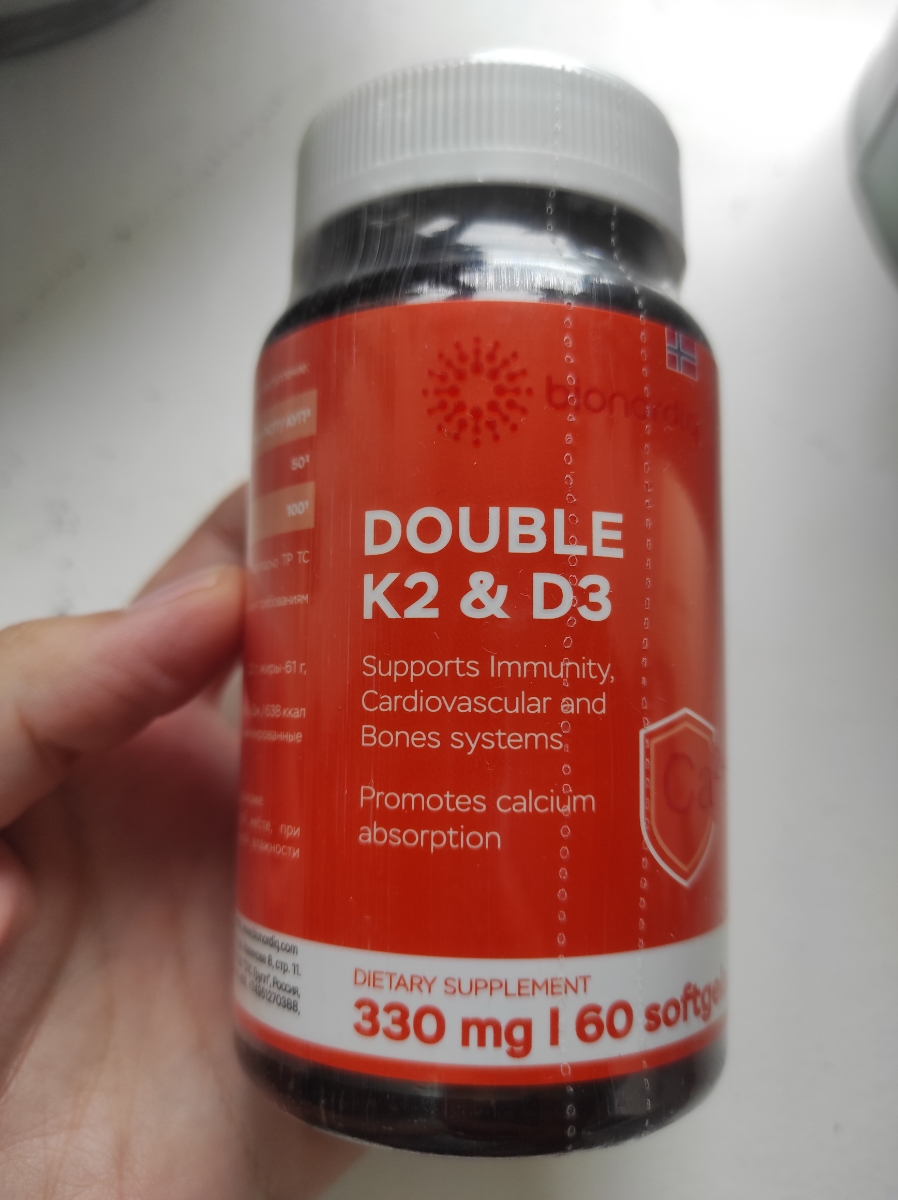 Фото покупателя №235 из 299: Витамины D3 и K2 для костей и сосудов Double K2 D3 bionordiq 330 мг 90 капсул, холекальциферол менахинон, витамин д3 к2, для иммунитета, витамины, БАД, для здоровья, для женщин и мужчин, для зубов, отзыв на 4 из 5, Ozon, 28 июня 2024