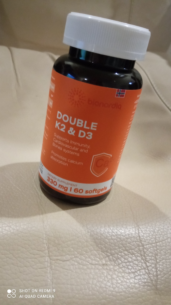 Фото покупателя №203 из 299: Витамины D3 и K2 для костей и сосудов Double K2 D3 bionordiq 330 мг 90 капсул, холекальциферол менахинон, витамин д3 к2, для иммунитета, витамины, БАД, для здоровья, для женщин и мужчин, для зубов, отзыв на 5 из 5, Ozon, 29 июня 2024