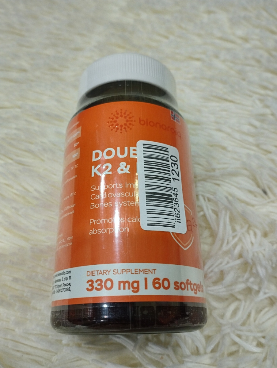 Фото покупателя №135 из 299: Витамины D3 и K2 для костей и сосудов Double K2 D3 bionordiq 330 мг 90 капсул, холекальциферол менахинон, витамин д3 к2, для иммунитета, витамины, БАД, для здоровья, для женщин и мужчин, для зубов, отзыв на 5 из 5, Ozon, 2 июля 2024