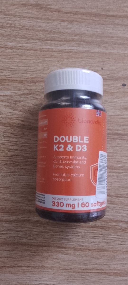 Фото покупателя №133 из 299: Витамины D3 и K2 для костей и сосудов Double K2 D3 bionordiq 330 мг 90 капсул, холекальциферол менахинон, витамин д3 к2, для иммунитета, витамины, БАД, для здоровья, для женщин и мужчин, для зубов, отзыв на 5 из 5, Ozon, 3 июля 2024