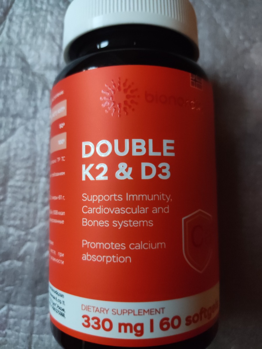 Фото покупателя №96 из 299: Витамины D3 и K2 для костей и сосудов Double K2 D3 bionordiq 330 мг 90 капсул, холекальциферол менахинон, витамин д3 к2, для иммунитета, витамины, БАД, для здоровья, для женщин и мужчин, для зубов, отзыв на 5 из 5, Ozon, 6 июля 2024