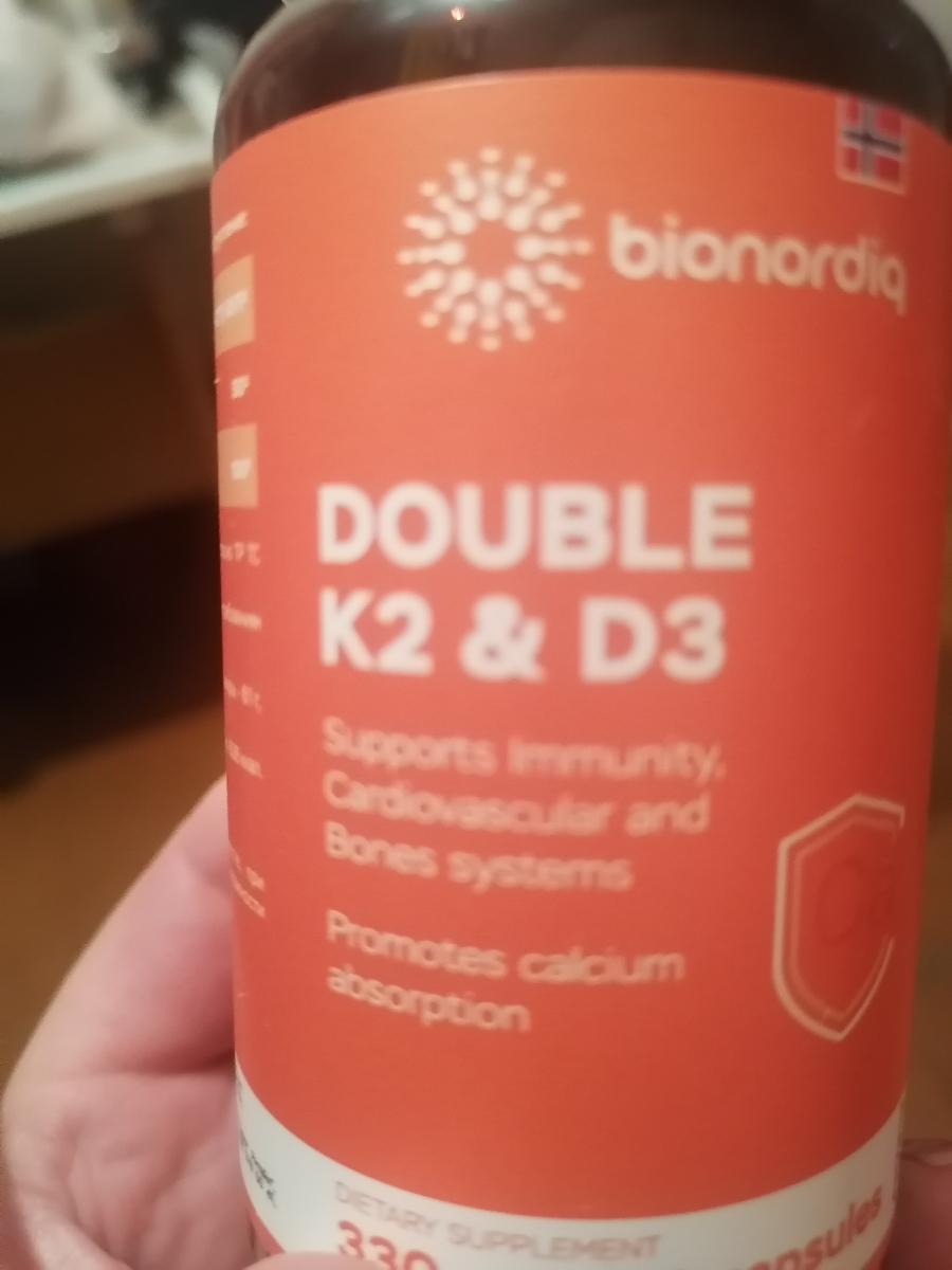 Фото покупателя №22 из 299: Витамины D3 и K2 для костей и сосудов Double K2 D3 bionordiq 330 мг 90 капсул, холекальциферол менахинон, витамин д3 к2, для иммунитета, витамины, БАД, для здоровья, для женщин и мужчин, для зубов, отзыв на 5 из 5, Ozon, 2 марта 2026