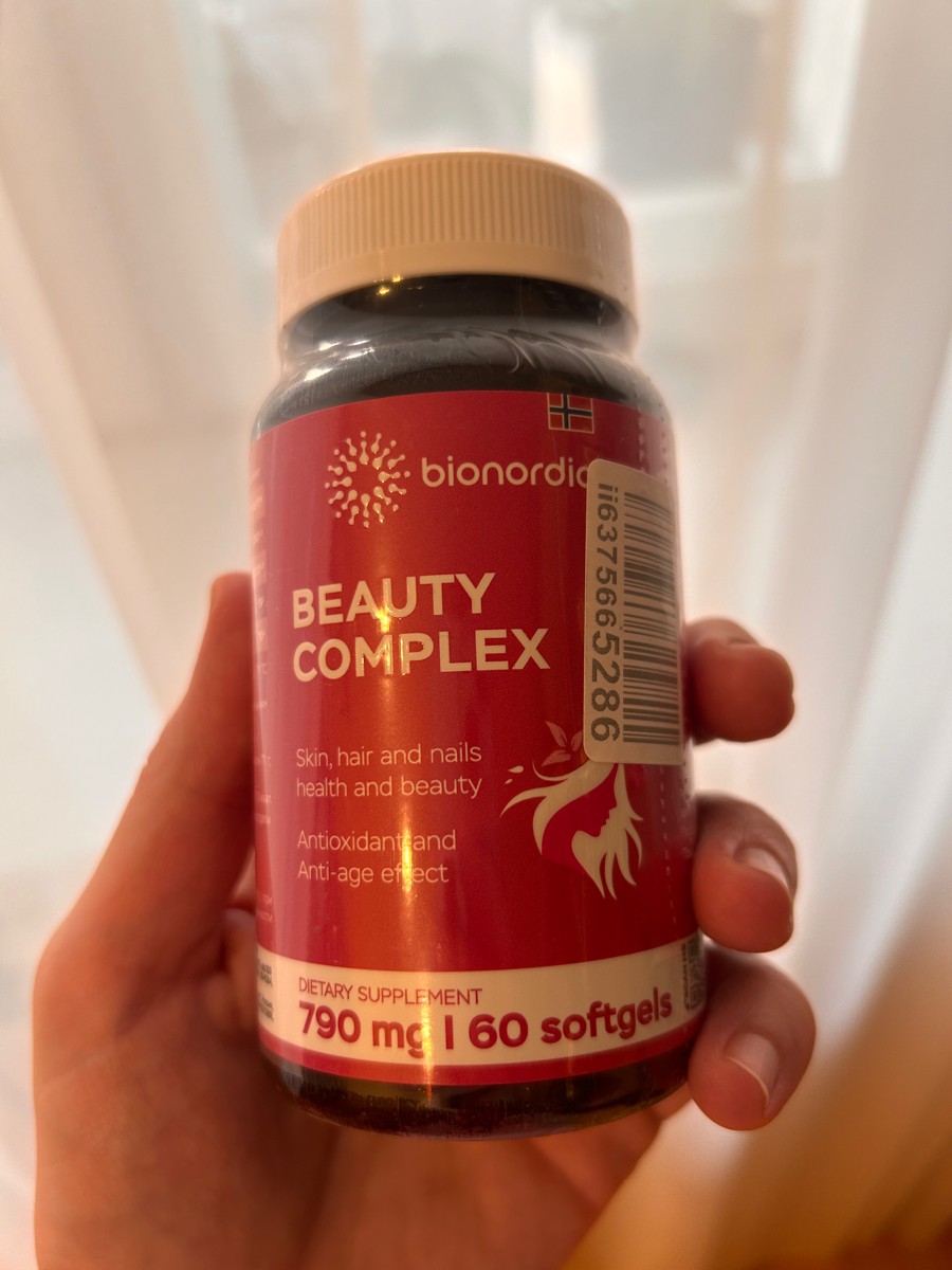 Фото покупателя №363 из 420: Витаминный комплекс для волос ногтей и кожи Beauty Complex bionordiq 790 мг 60 капсул, биотин коллаген, витамины красоты, для женщин, для роста волос, БАД, для иммунитета, для здоровья, для костей, отзыв на 5 из 5, Ozon, 29 июня 2024