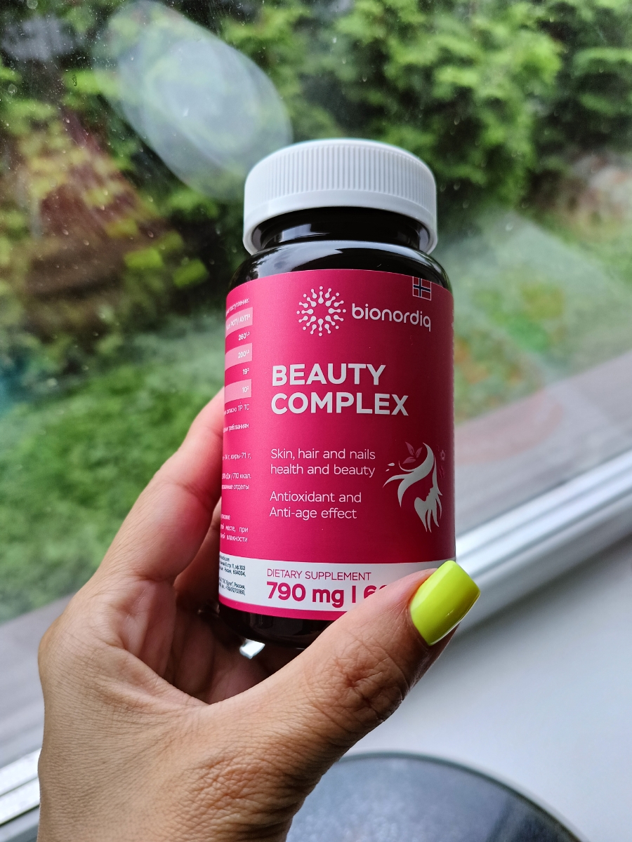 Фото покупателя №318 из 420: Витаминный комплекс для волос ногтей и кожи Beauty Complex bionordiq 790 мг 60 капсул, биотин коллаген, витамины красоты, для женщин, для роста волос, БАД, для иммунитета, для здоровья, для костей, отзыв на 5 из 5, Ozon, 4 июля 2024