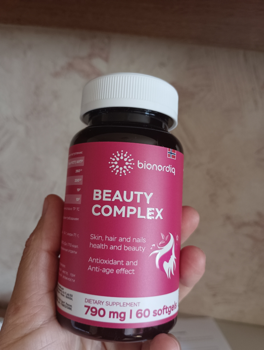 Фото покупателя №305 из 420: Витаминный комплекс для волос ногтей и кожи Beauty Complex bionordiq 790 мг 60 капсул, биотин коллаген, витамины красоты, для женщин, для роста волос, БАД, для иммунитета, для здоровья, для костей, отзыв на 5 из 5, Ozon, 5 июля 2024