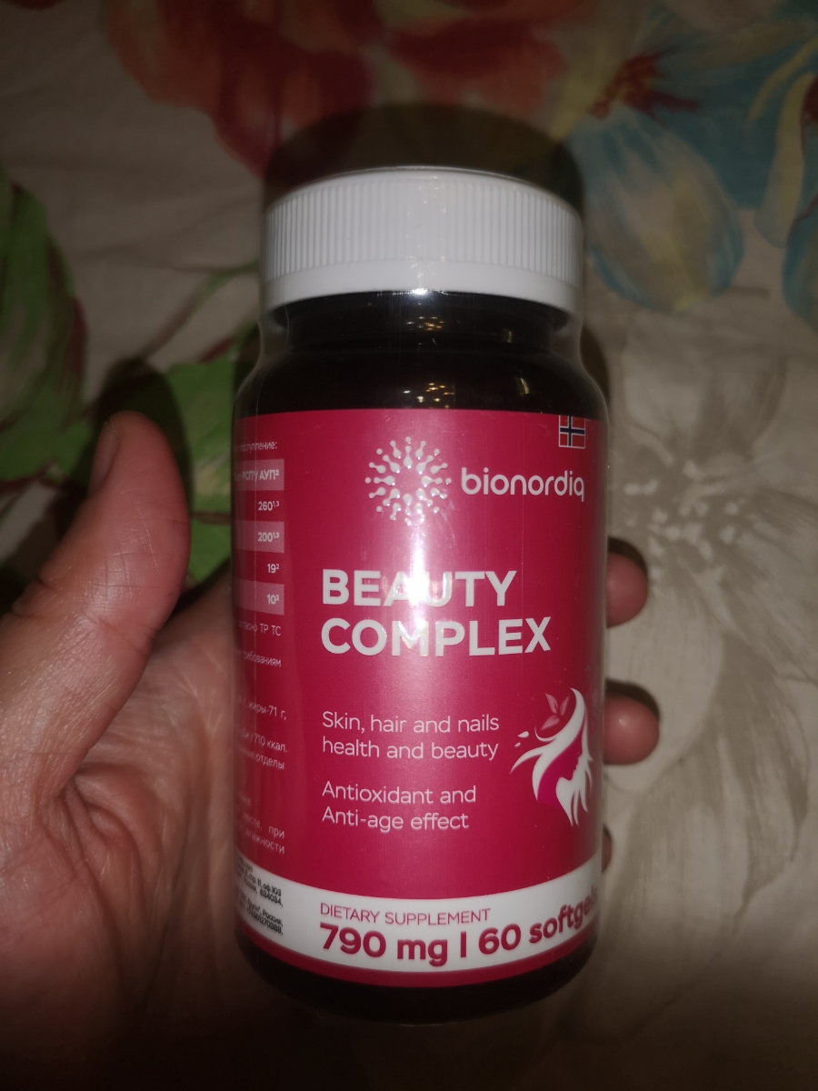 Фото покупателя №240 из 420: Витаминный комплекс для волос ногтей и кожи Beauty Complex bionordiq 790 мг 60 капсул, биотин коллаген, витамины красоты, для женщин, для роста волос, БАД, для иммунитета, для здоровья, для костей, отзыв на 5 из 5, Ozon, 8 июля 2024