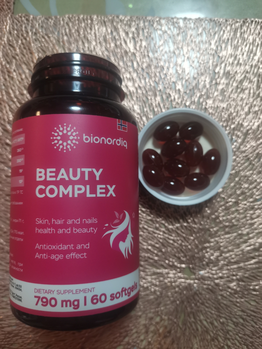 Фото покупателя №210 из 420: Витаминный комплекс для волос ногтей и кожи Beauty Complex bionordiq 790 мг 60 капсул, биотин коллаген, витамины красоты, для женщин, для роста волос, БАД, для иммунитета, для здоровья, для костей, отзыв на 5 из 5, Ozon, 10 июля 2024