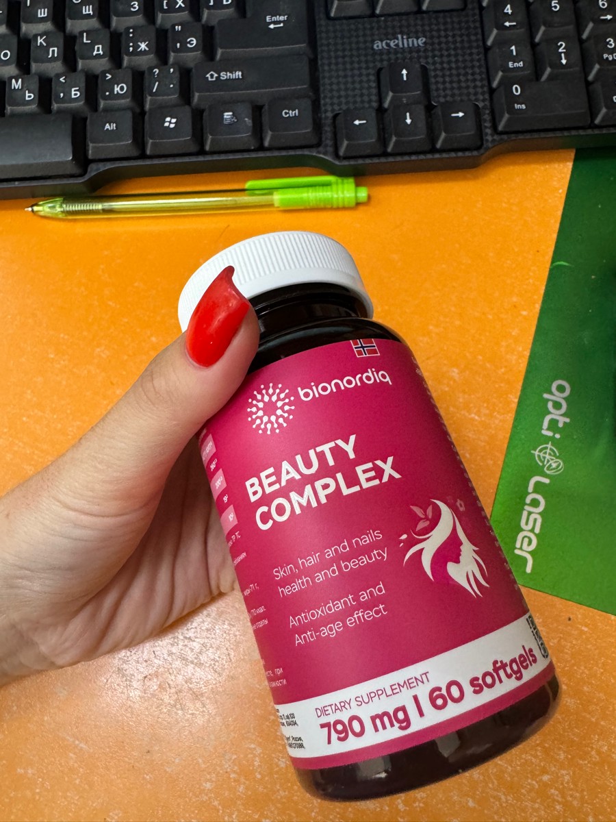 Фото покупателя №167 из 420: Витаминный комплекс для волос ногтей и кожи Beauty Complex bionordiq 790 мг 60 капсул, биотин коллаген, витамины красоты, для женщин, для роста волос, БАД, для иммунитета, для здоровья, для костей, отзыв на 5 из 5, Ozon, 12 июля 2024