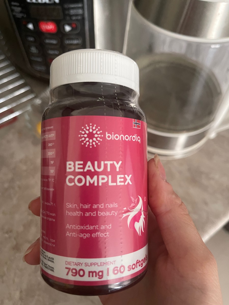 Фото покупателя №143 из 420: Витаминный комплекс для волос ногтей и кожи Beauty Complex bionordiq 790 мг 60 капсул, биотин коллаген, витамины красоты, для женщин, для роста волос, БАД, для иммунитета, для здоровья, для костей, отзыв на 5 из 5, Ozon, 14 июля 2024
