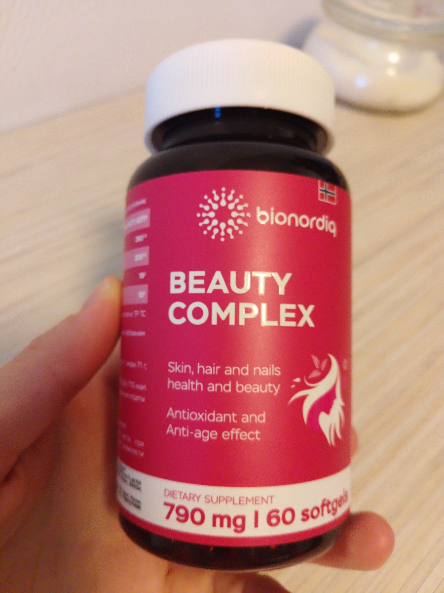Фото покупателя №112 из 420: Витаминный комплекс для волос ногтей и кожи Beauty Complex bionordiq 790 мг 60 капсул, биотин коллаген, витамины красоты, для женщин, для роста волос, БАД, для иммунитета, для здоровья, для костей, отзыв на 5 из 5, Ozon, 16 июля 2024