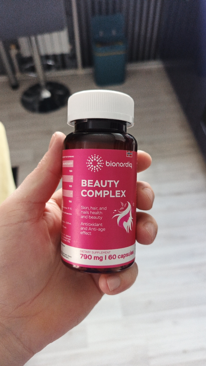 Фото покупателя №26 из 420: Витаминный комплекс для волос ногтей и кожи Beauty Complex bionordiq 790 мг 60 капсул, биотин коллаген, витамины красоты, для женщин, для роста волос, БАД, для иммунитета, для здоровья, для костей, отзыв на 5 из 5, Ozon, 22 февраля 2026
