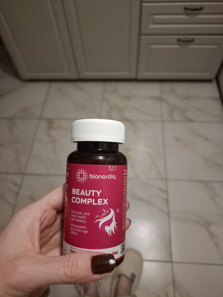 Фото покупателя №3 из 420: Витаминный комплекс для волос ногтей и кожи Beauty Complex bionordiq 790 мг 60 капсул, биотин коллаген, витамины красоты, для женщин, для роста волос, БАД, для иммунитета, для здоровья, для костей, отзыв на 4 из 5, Ozon, 9 марта 2026
