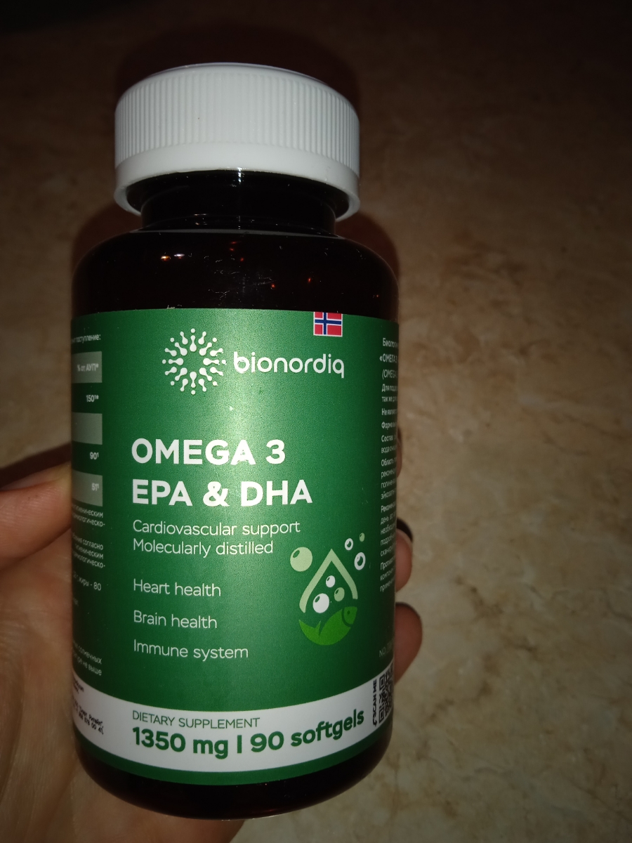 Фото покупателя №134 из 144: Омега 3 витаминный комплекс Omega 3 EPA DHA bionordiq 1350 мг 90 капсул, рыбий жир, для сердца и сосудов, для иммунитета, для волос и кожи, для женщин и мужчин, для здоровья, витамины, БАД, для костей, отзыв на 5 из 5, Ozon, 21 сентября 2024