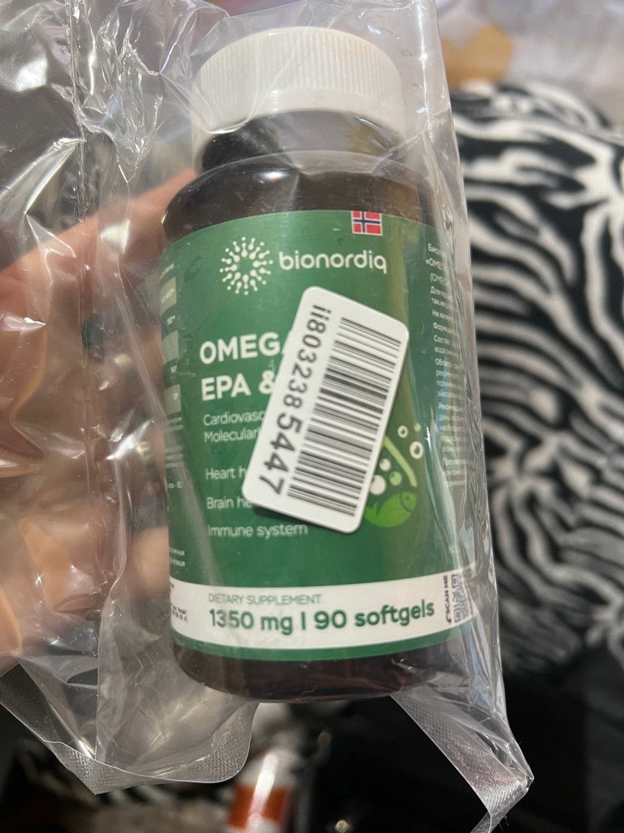 Фото покупателя №118 из 144: Омега 3 витаминный комплекс Omega 3 EPA DHA bionordiq 1350 мг 90 капсул, рыбий жир, для сердца и сосудов, для иммунитета, для волос и кожи, для женщин и мужчин, для здоровья, витамины, БАД, для костей, отзыв на 5 из 5, Ozon, 22 октября 2024