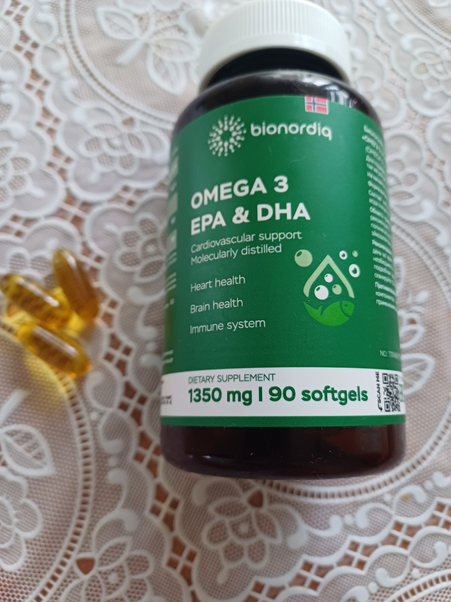 Фото покупателя №82 из 144: Омега 3 витаминный комплекс Omega 3 EPA DHA bionordiq 1350 мг 90 капсул, рыбий жир, для сердца и сосудов, для иммунитета, для волос и кожи, для женщин и мужчин, для здоровья, витамины, БАД, для костей, отзыв на 5 из 5, Ozon, 18 января 2025