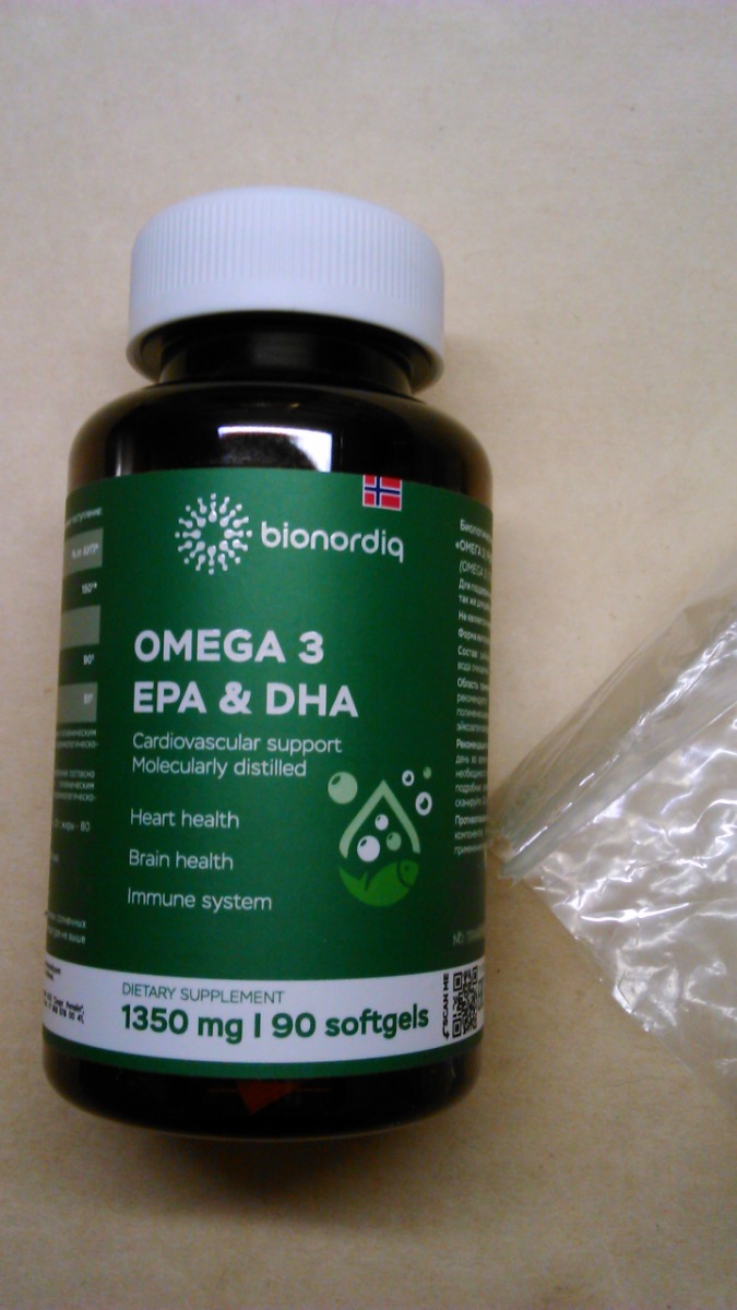 Фото покупателя №44 из 144: Омега 3 витаминный комплекс Omega 3 EPA DHA bionordiq 1350 мг 90 капсул, рыбий жир, для сердца и сосудов, для иммунитета, для волос и кожи, для женщин и мужчин, для здоровья, витамины, БАД, для костей, отзыв на 5 из 5, Ozon, 18 января 2025