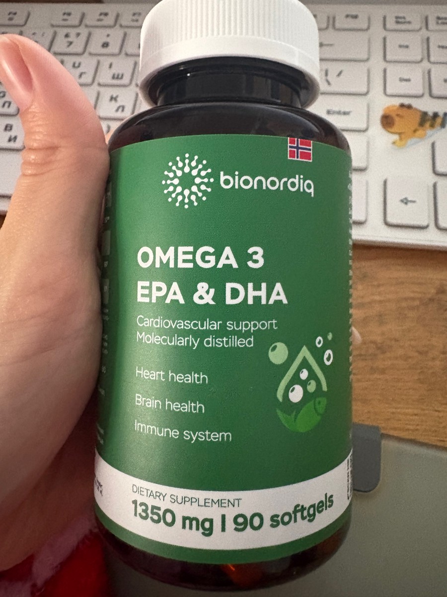 Фото покупателя №12 из 144: Омега 3 витаминный комплекс Omega 3 EPA DHA bionordiq 1350 мг 90 капсул, рыбий жир, для сердца и сосудов, для иммунитета, для волос и кожи, для женщин и мужчин, для здоровья, витамины, БАД, для костей, отзыв на 4 из 5, Ozon, 3 марта 2026