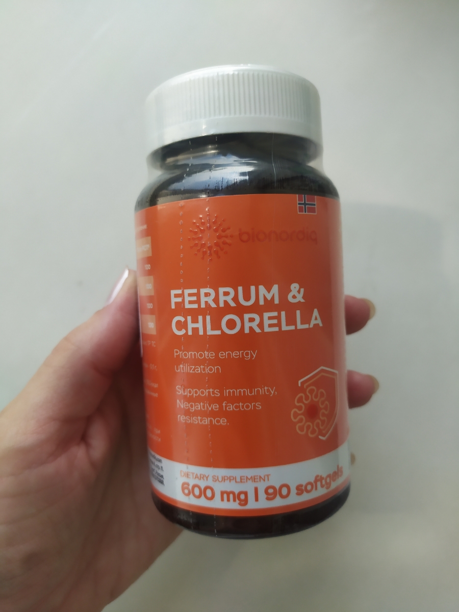 Фото покупателя №192 из 293: Железо Ferrum Chlorella bionordiq 600 мг 90 капсул, при анемии, для гемоглобина, хлорелла, железо витамины, для женщин, витаминный комплекс, БАД, для иммунитета, для здоровья, для женщин и мужчин, отзыв на 5 из 5, Ozon, 2 июля 2024