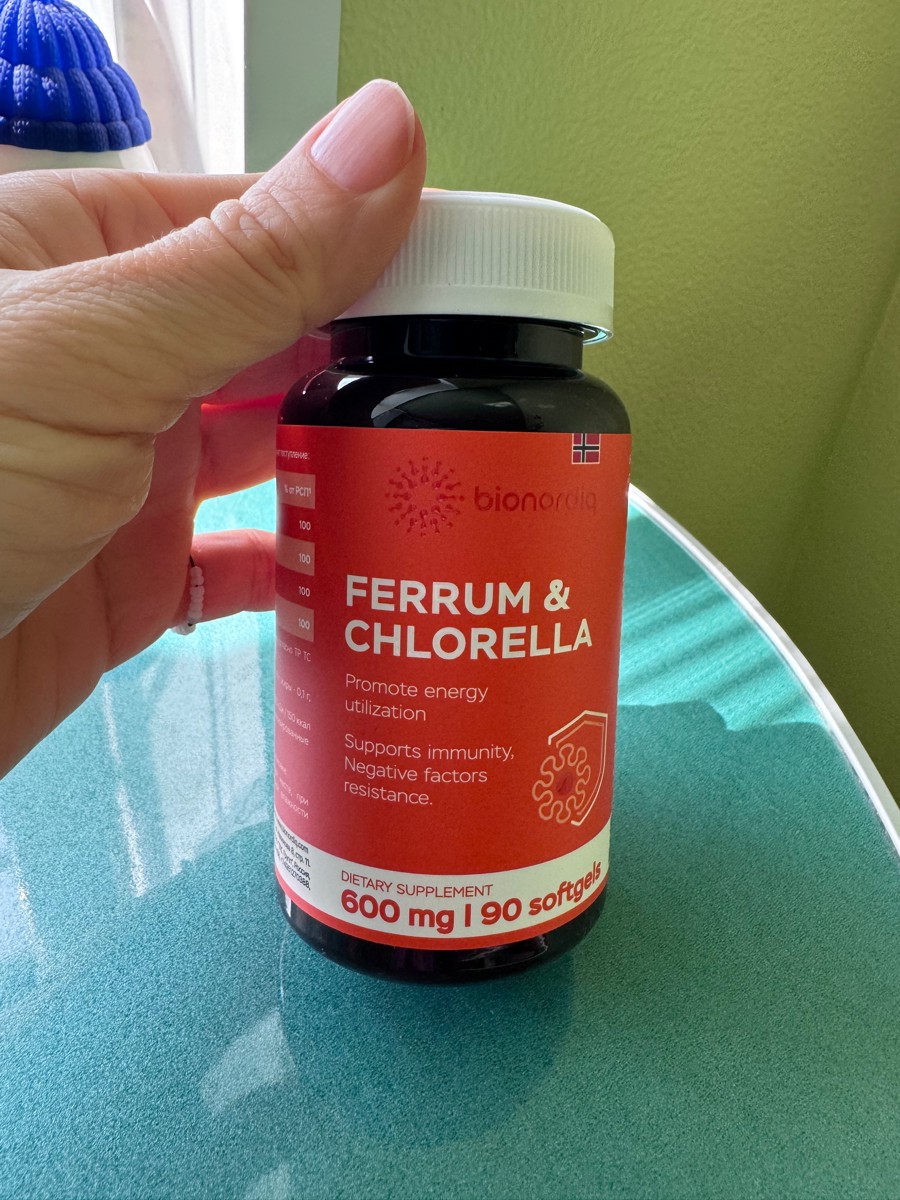 Фото покупателя №126 из 293: Железо Ferrum Chlorella bionordiq 600 мг 90 капсул, при анемии, для гемоглобина, хлорелла, железо витамины, для женщин, витаминный комплекс, БАД, для иммунитета, для здоровья, для женщин и мужчин, отзыв на 5 из 5, Ozon, 6 июля 2024