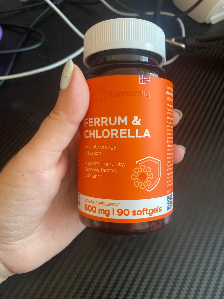 Фото покупателя №18 из 293: Железо Ferrum Chlorella bionordiq 600 мг 90 капсул, при анемии, для гемоглобина, хлорелла, железо витамины, для женщин, витаминный комплекс, БАД, для иммунитета, для здоровья, для женщин и мужчин, отзыв на 5 из 5, Ozon, 23 июля 2024