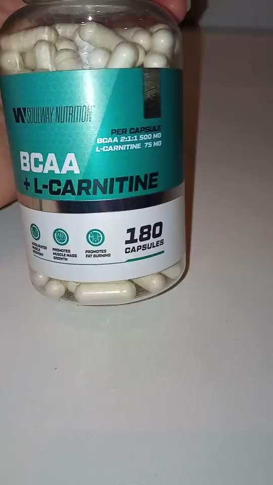 Кадр из видео покупателя №2 из 3: BCAA + L-карнитин Soul Way 180 капсул, аминокислоты для сушки и рельефа, спортивное питание, для похудения, для выносливости, жиросжигатель, для мужчин и женщин, для тренировок, аминокислоты для мышц, отзыв на 5 из 5, Ozon, 25 октября 2024
