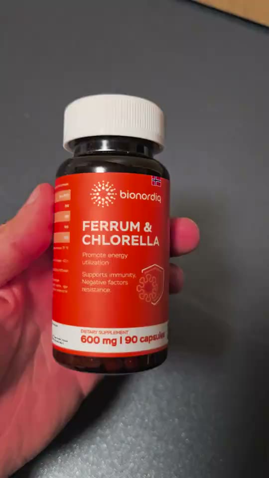 Кадр из видео покупателя №2 из 6: Железо Ferrum Chlorella bionordiq 600 мг 90 капсул, при анемии, для гемоглобина, хлорелла, железо витамины, для женщин, витаминный комплекс, БАД, для иммунитета, для здоровья, для женщин и мужчин, отзыв на 5 из 5, Ozon, 18 января 2025